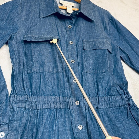 Jumpsuit Women Denim Utility Button Front Comfort Cinch Waist Sz 12 Wide Leg NWT - Picture 11 of 16